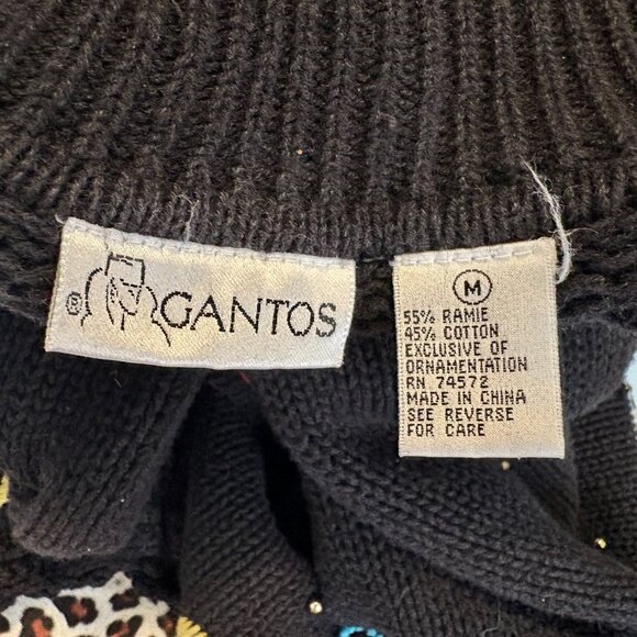 Vintage Gantos Embroidered Beaded Longline Tunic Sweater Cotton Blend Size M - Picture 6 of 6